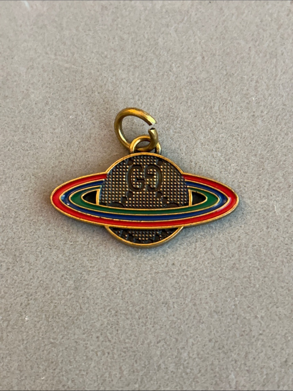 Multicolor Enamel Planet Charm in Red, Blue, Green and Gold
